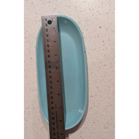 Vernon Ware Aqua Speckled Pottery Butter Dish MCM no lid replacement - Picture 2 of 9